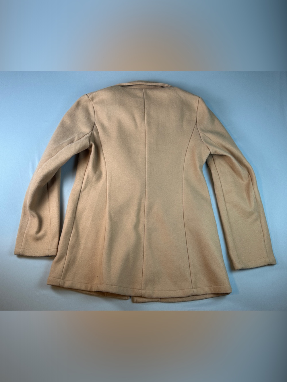 SHEIN Camel Pea Coat Women’s Medium Single-Button Notch Lapel - Picture 2 of 7